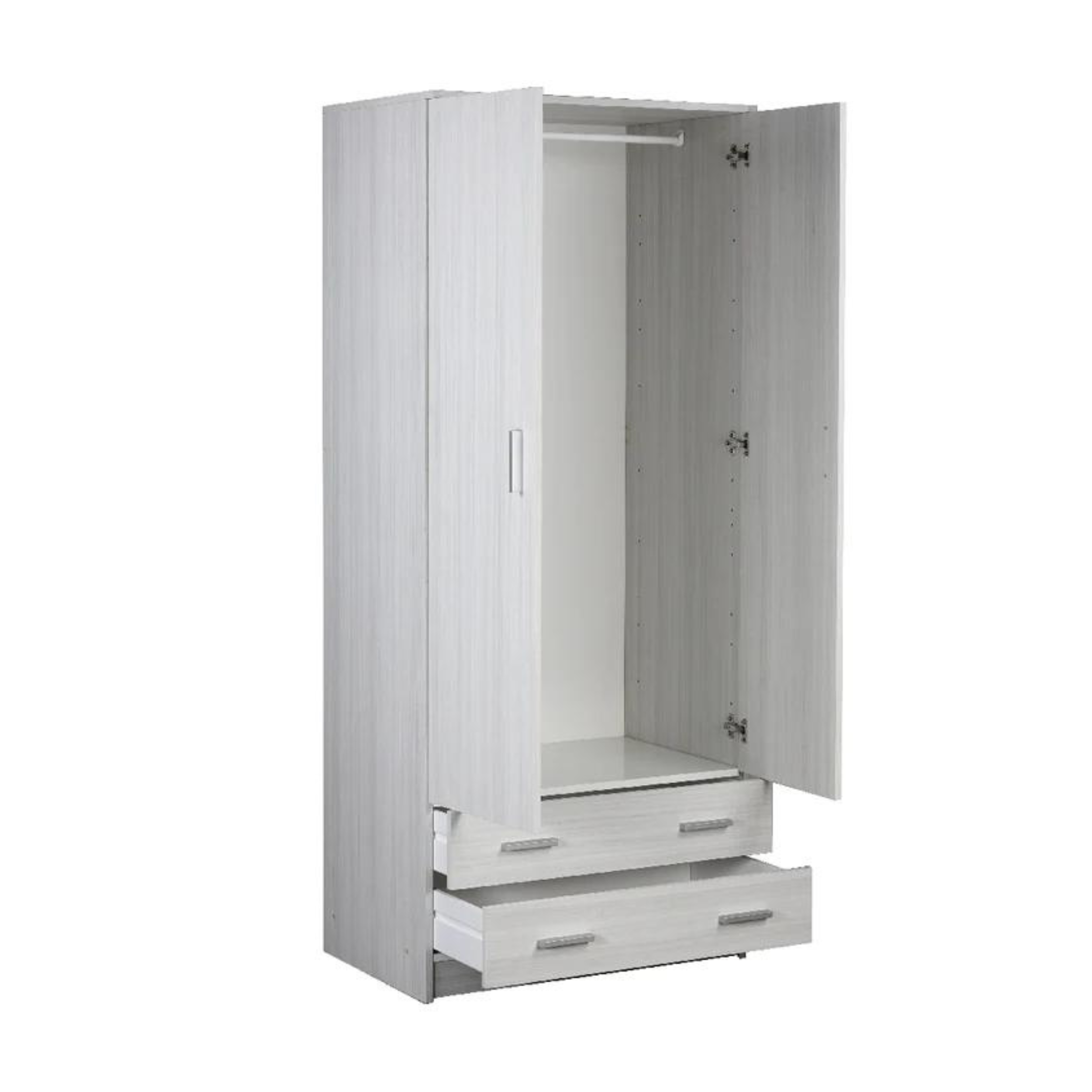 Modern wooden wardrobe "Bozza" with 2 doors and 2 drawers, 77x52 cm, 182 cm high.