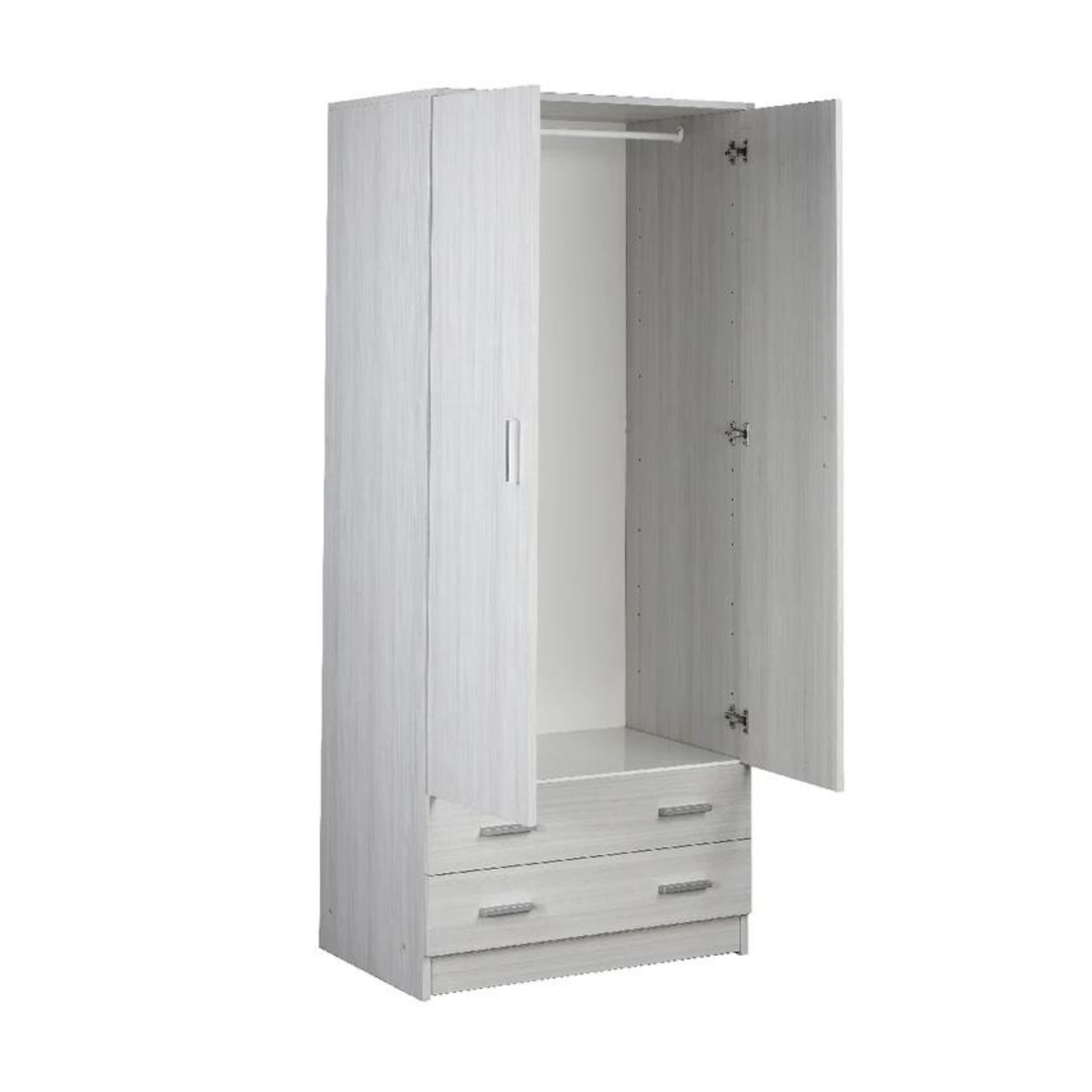 Modern wooden wardrobe "Bozza" with 2 doors and 2 drawers, 77x52 cm, 182 cm high.