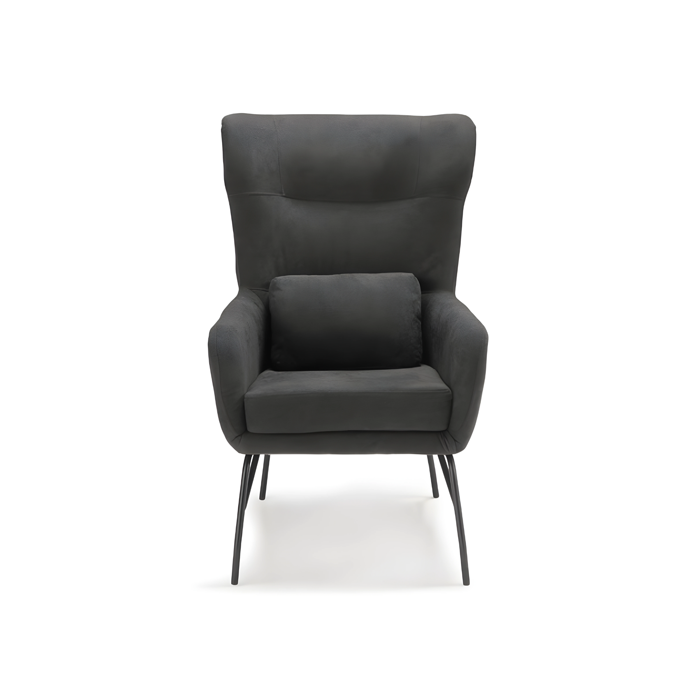 "Artemide" fabric armchair with painted metal legs, 75x65 cm, 100 cm high.