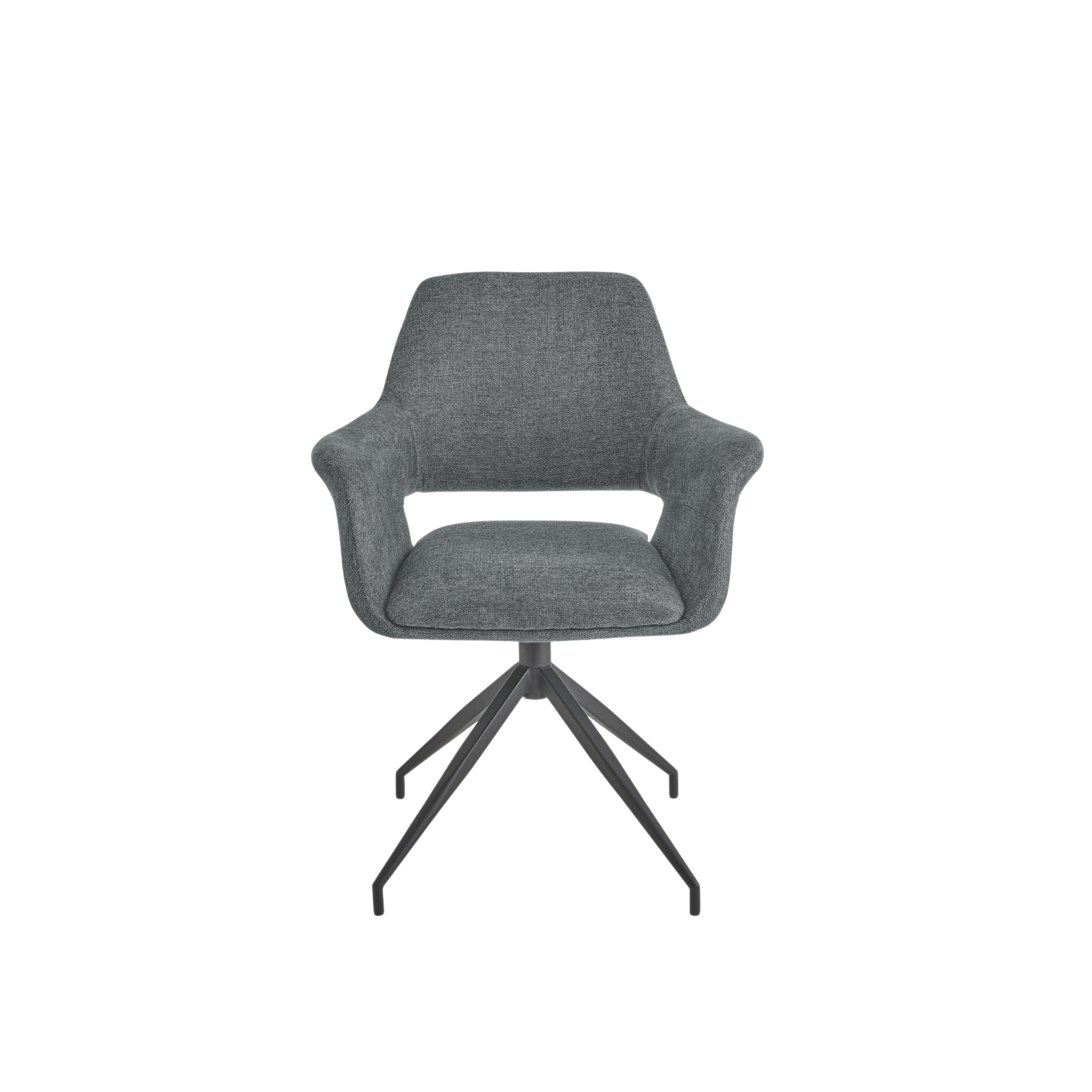 Set of "Flessia" swivel chairs in padded fabric with metal frame cm 66x60 85h