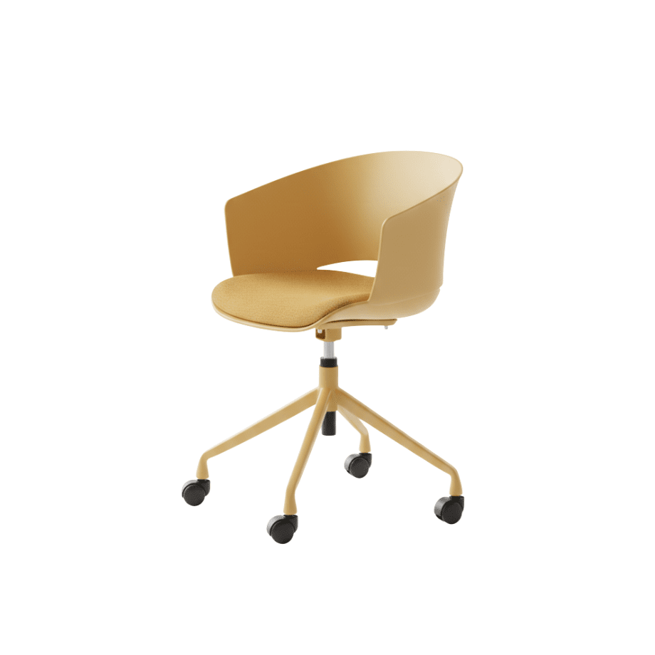 Sedia girevole "Elite" con seduta in polipropilene ed imbottitura in tessuto cm 60x53 80/86h - MondoViro