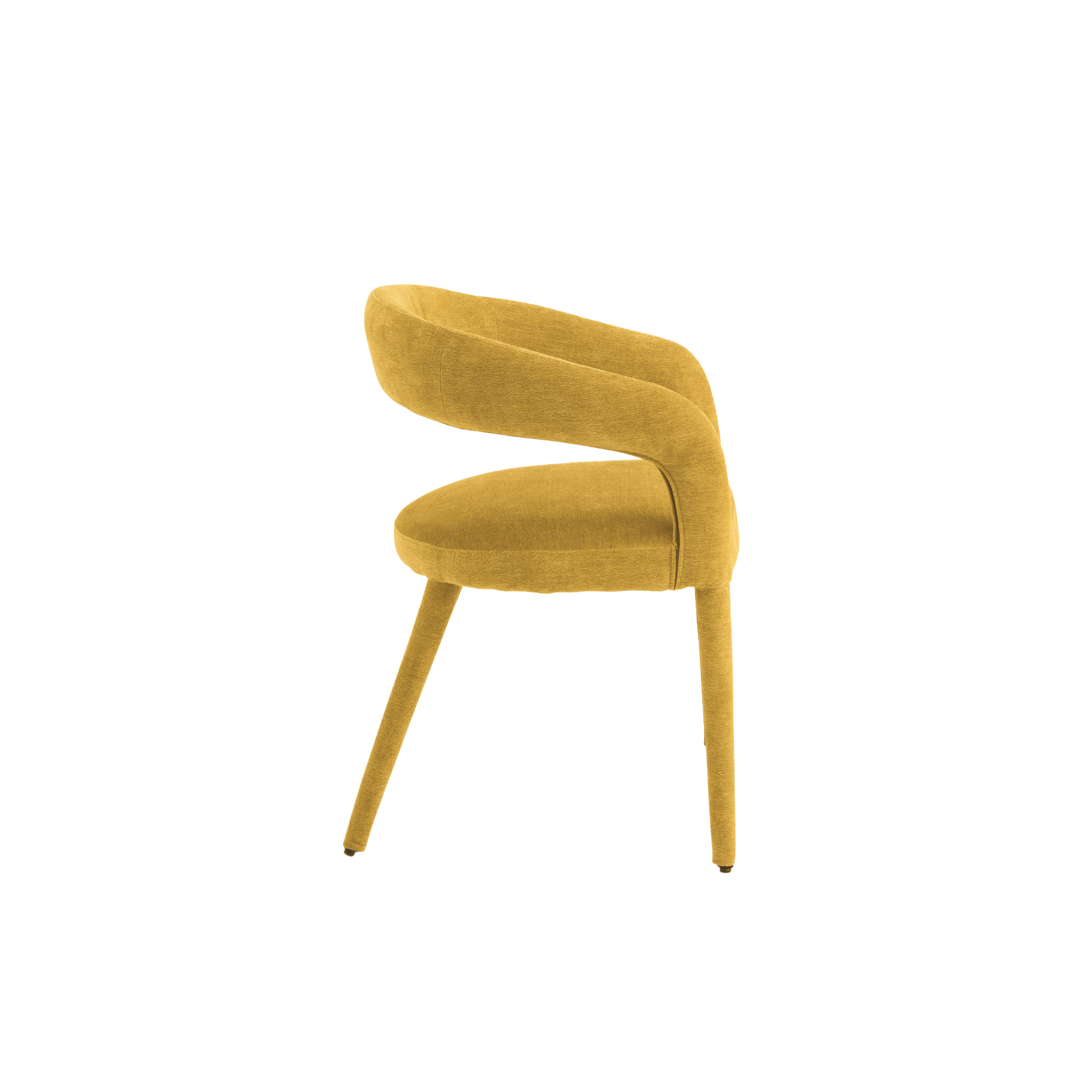 Set of "Voltris" chairs upholstered in bouclé fabric with fabric-covered legs, 55x57 cm, 76h