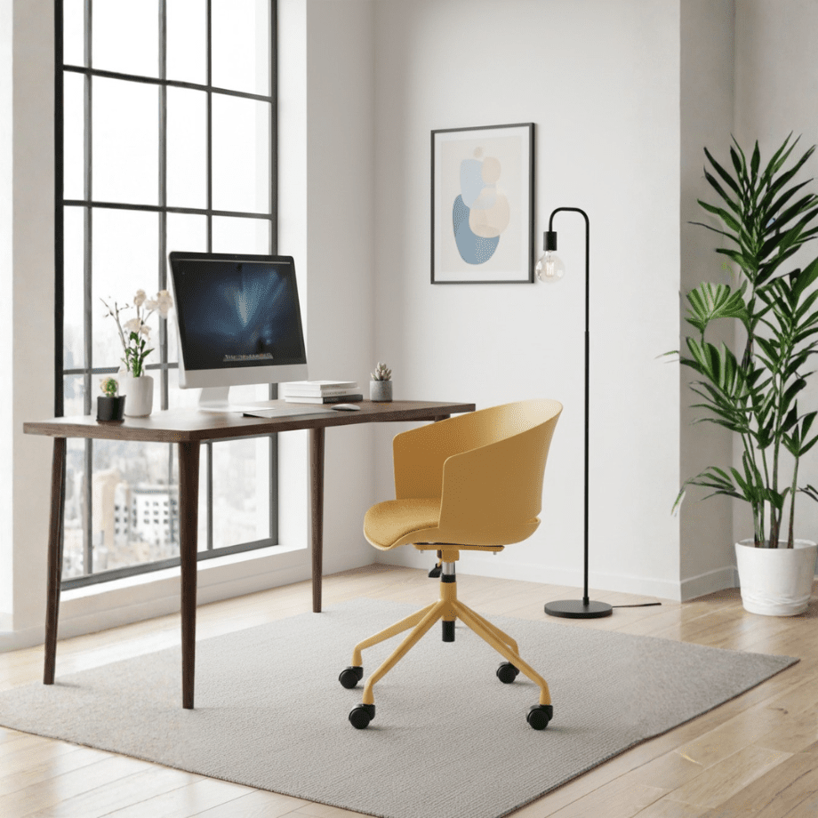 Sedia girevole "Elite" con seduta in polipropilene ed imbottitura in tessuto cm 60x53 80/86h - MondoViro