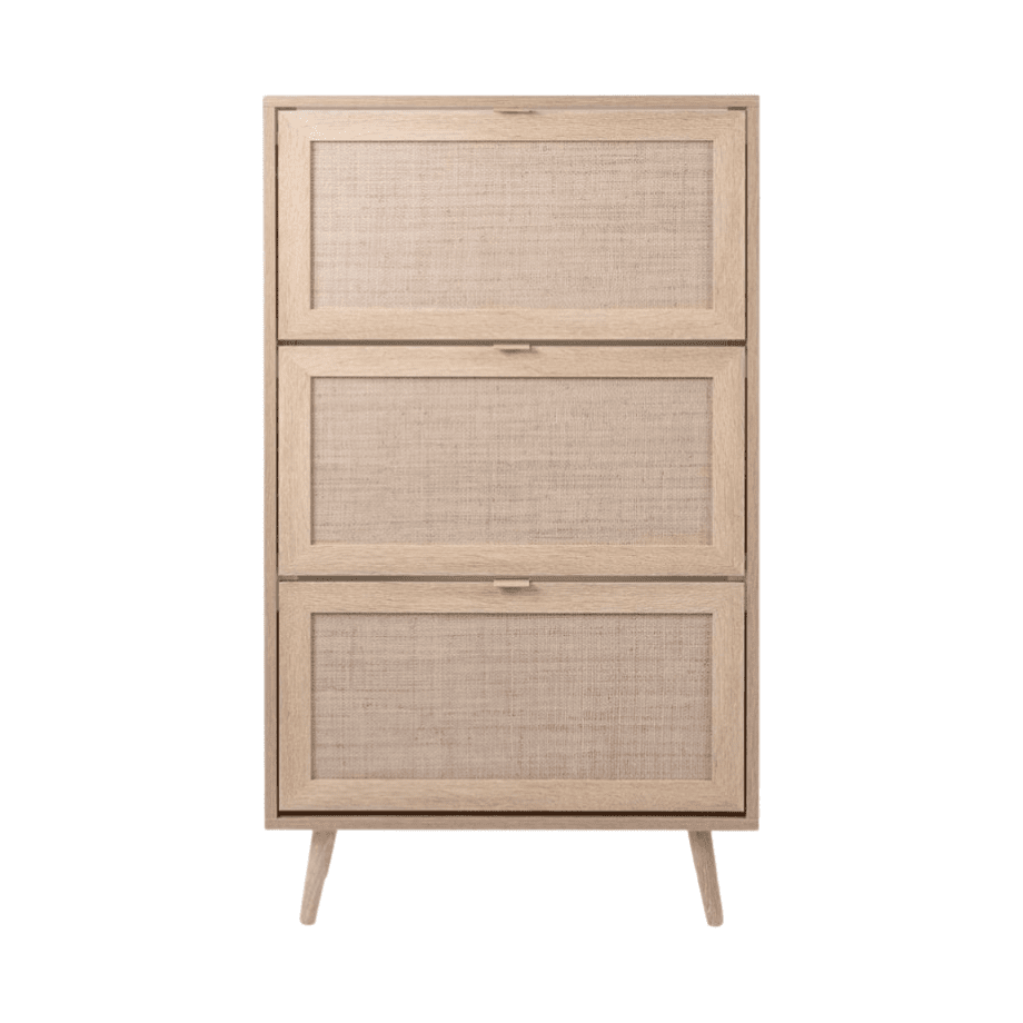 Scarpiera salvaspazio 3 ante a ribalta "Bali" effetto vimini doppio profondità - MondoViro