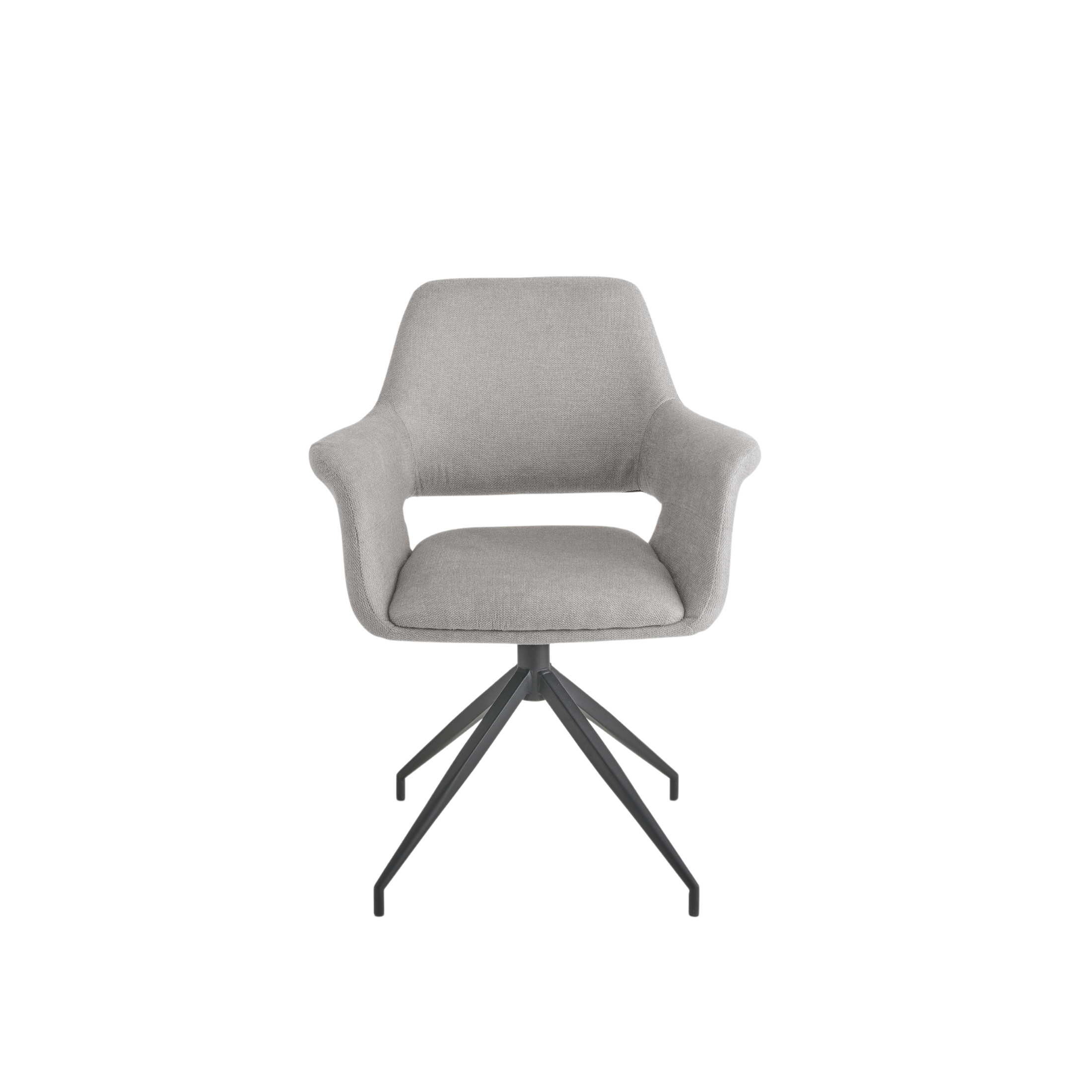 Set of "Flessia" swivel chairs in padded fabric with metal frame cm 66x60 85h