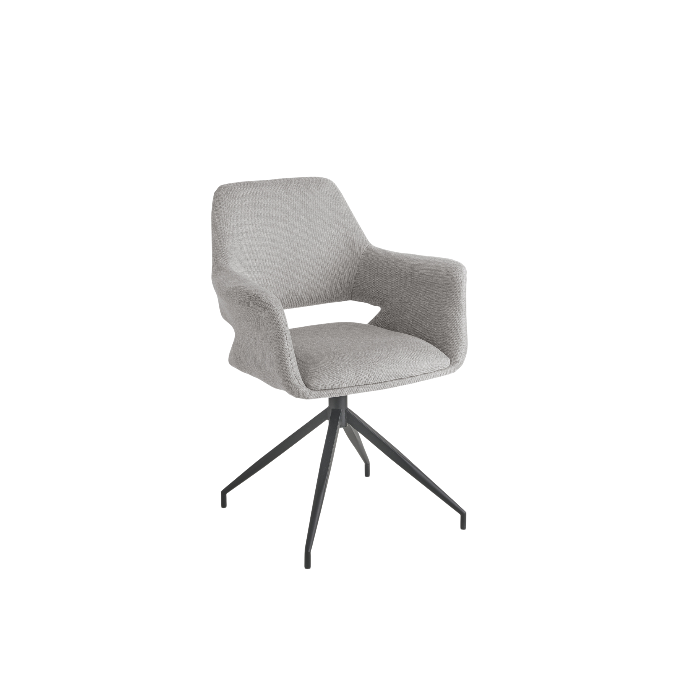 Set of "Flessia" swivel chairs in padded fabric with metal frame cm 66x60 85h