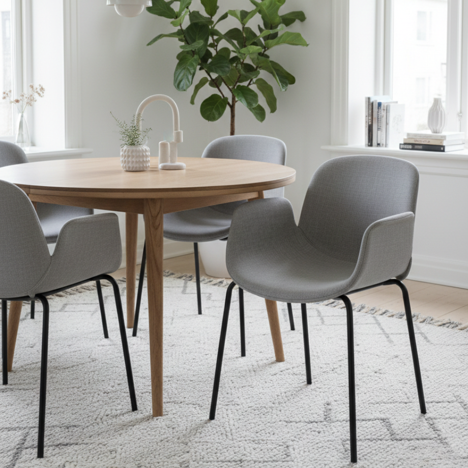 Set of "Verona" upholstered fabric chairs with armrests, 54x51 cm, 87 cm high.