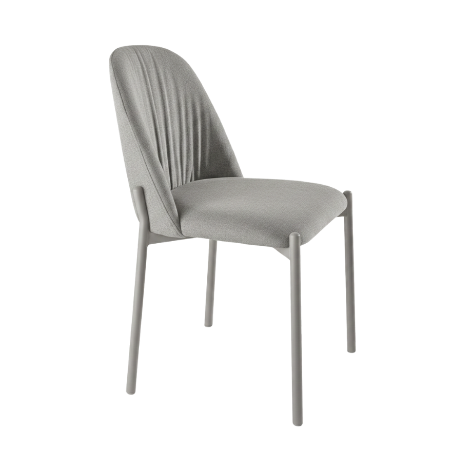 Set of "Nova" chairs upholstered in fabric with metal frame cm 47x56 86h