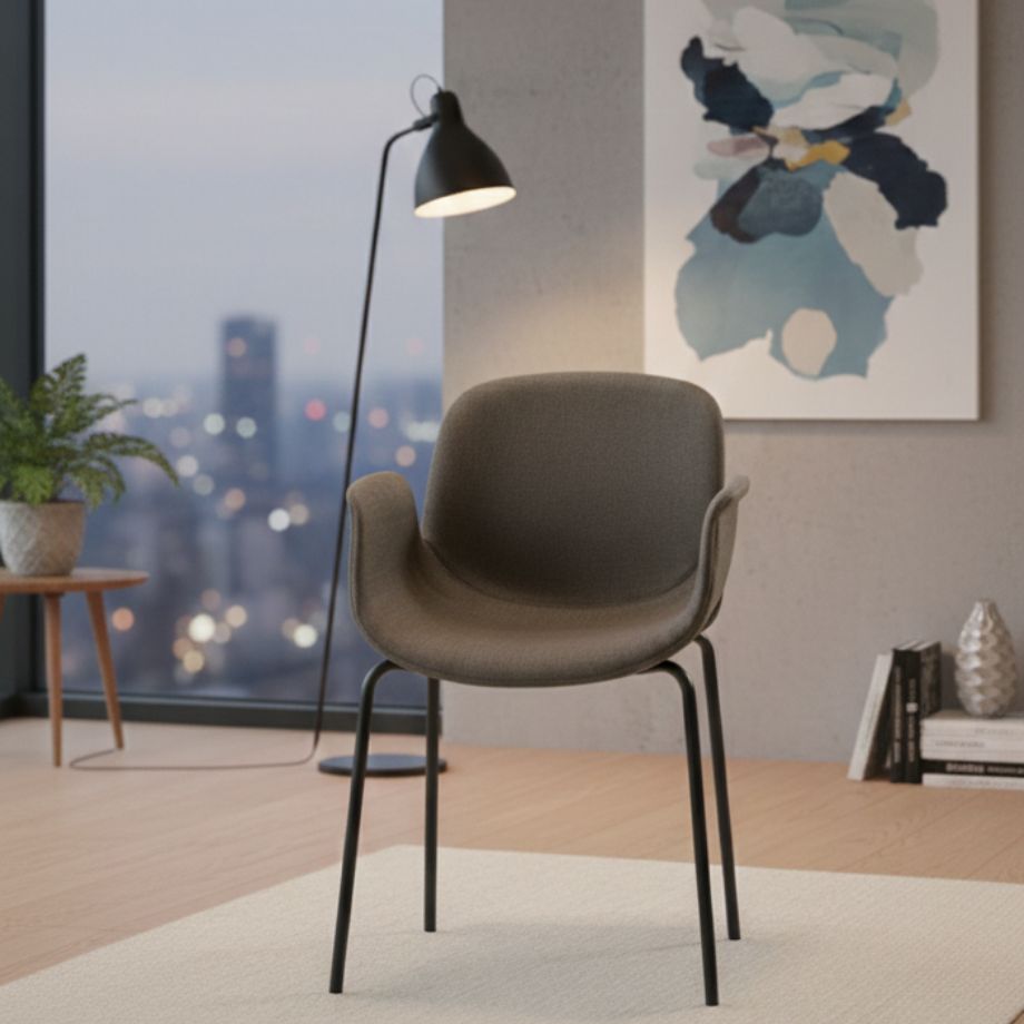 Set of "Verona" upholstered fabric chairs with armrests, 54x51 cm, 87 cm high.