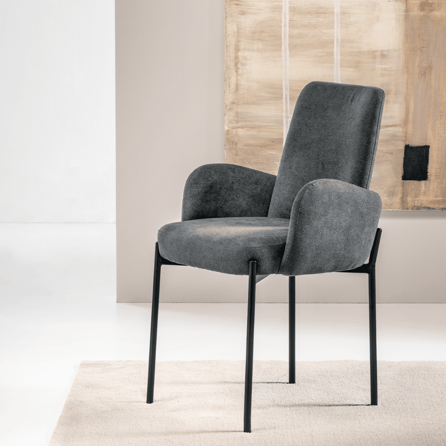 Set di sedie da pranzo "Eterna" in tessuto imbottite cm 55x53 91h - MondoViro