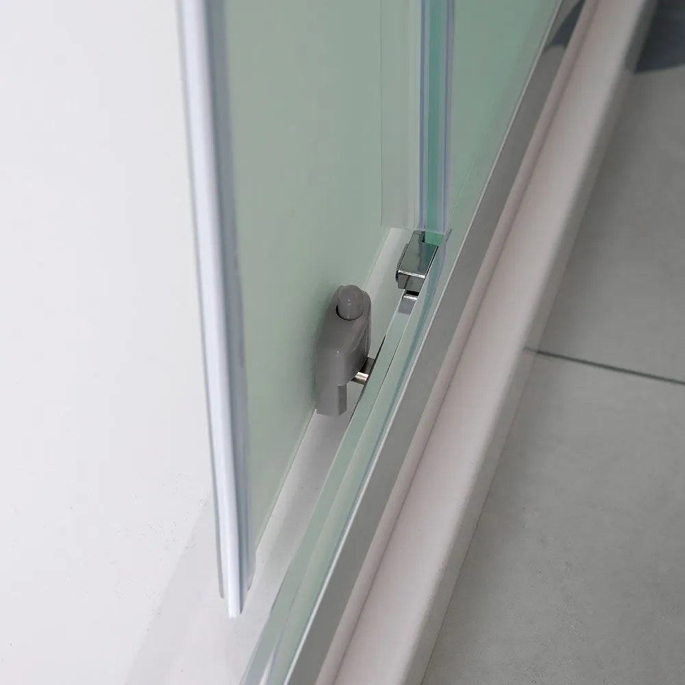 "Genova" modern sliding shower enclosure in satin tempered glass, 185 cm high