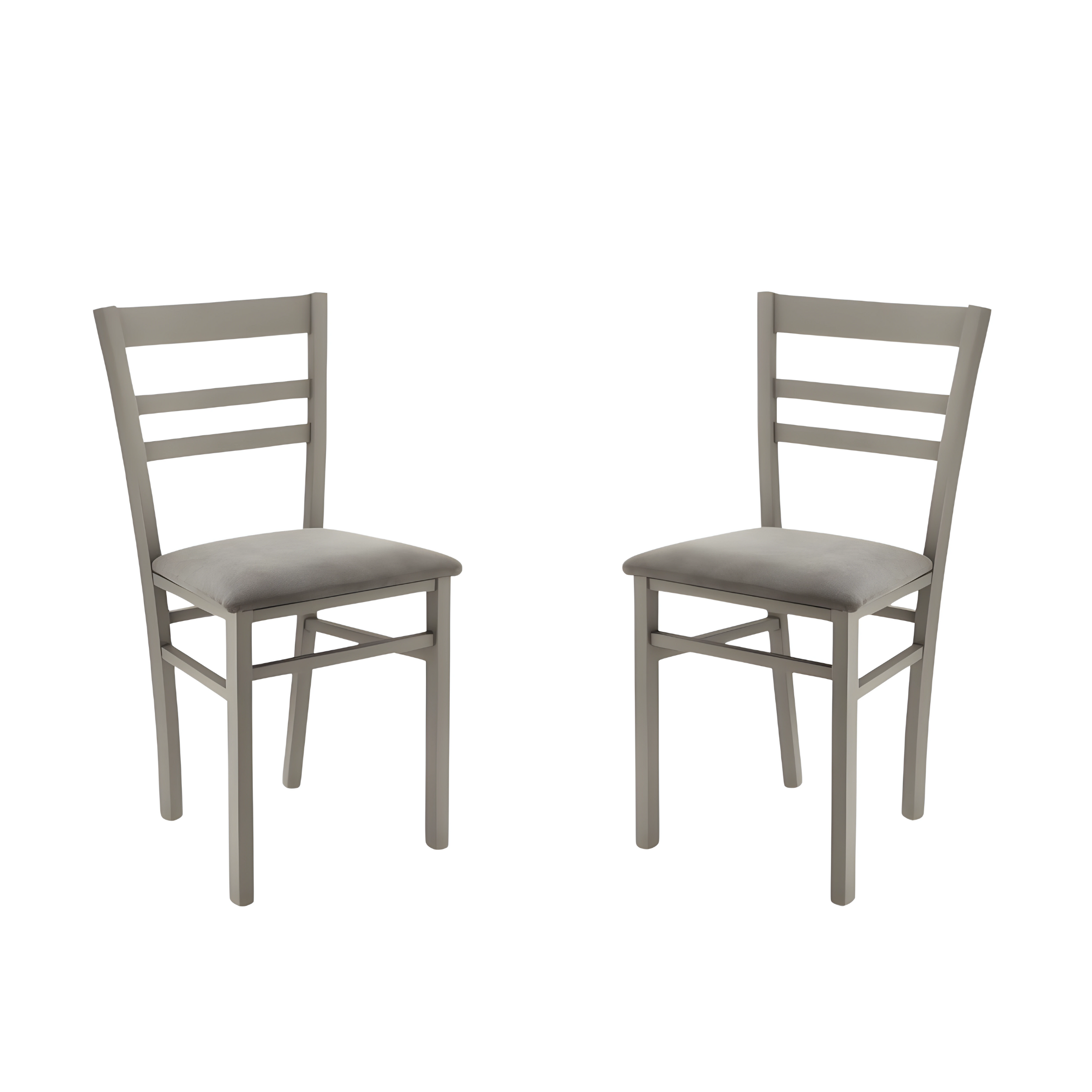 Set of "Ilda" chairs with wooden frame and padded fabric seat, 42x45 cm, 85 cm high.