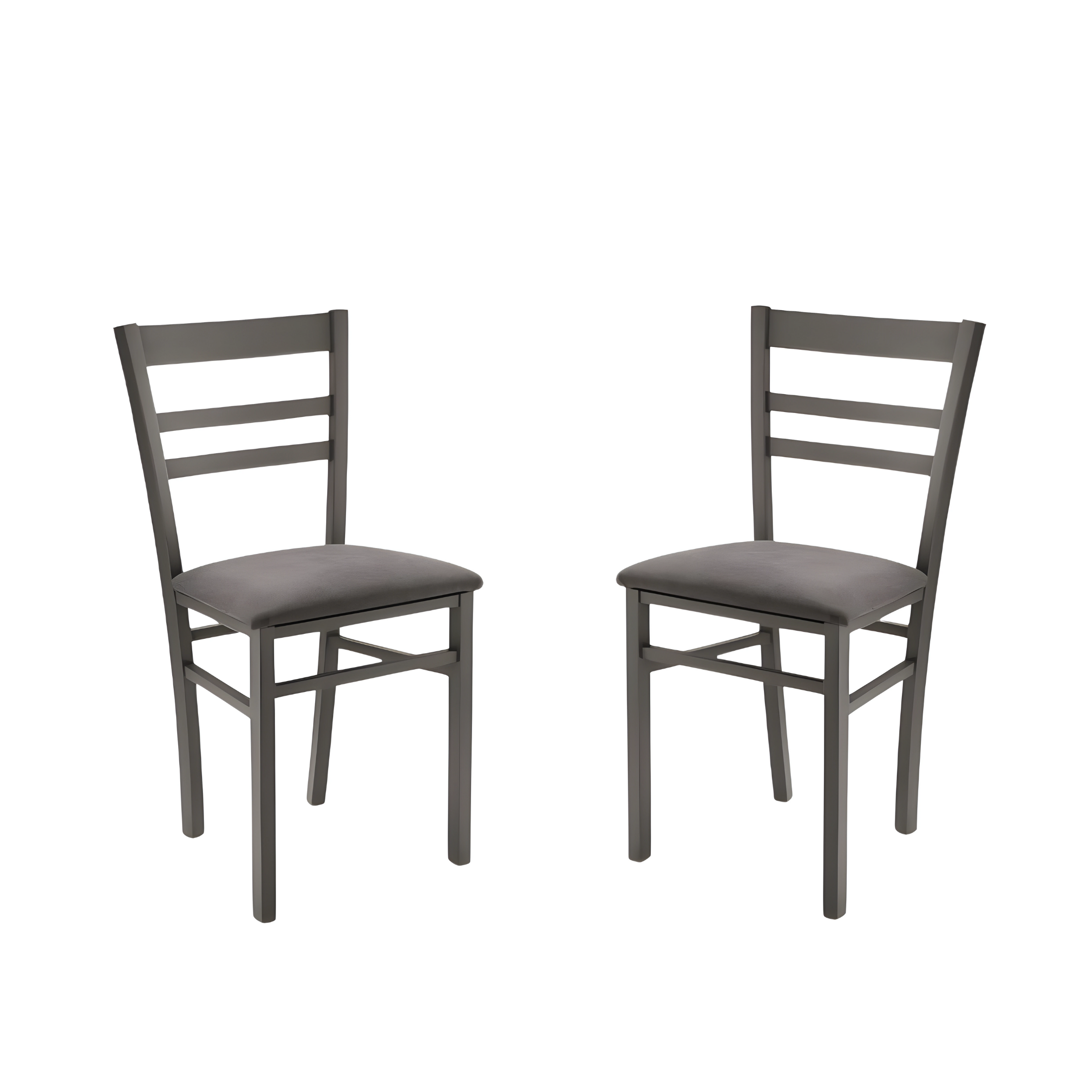 Set of "Ilda" chairs with wooden frame and padded fabric seat, 42x45 cm, 85 cm high.