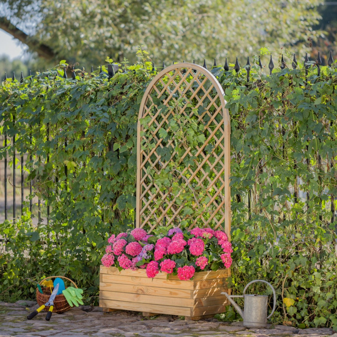 Pannello grigliato in legno impregnato ad arco di Papillon cm 90x180h