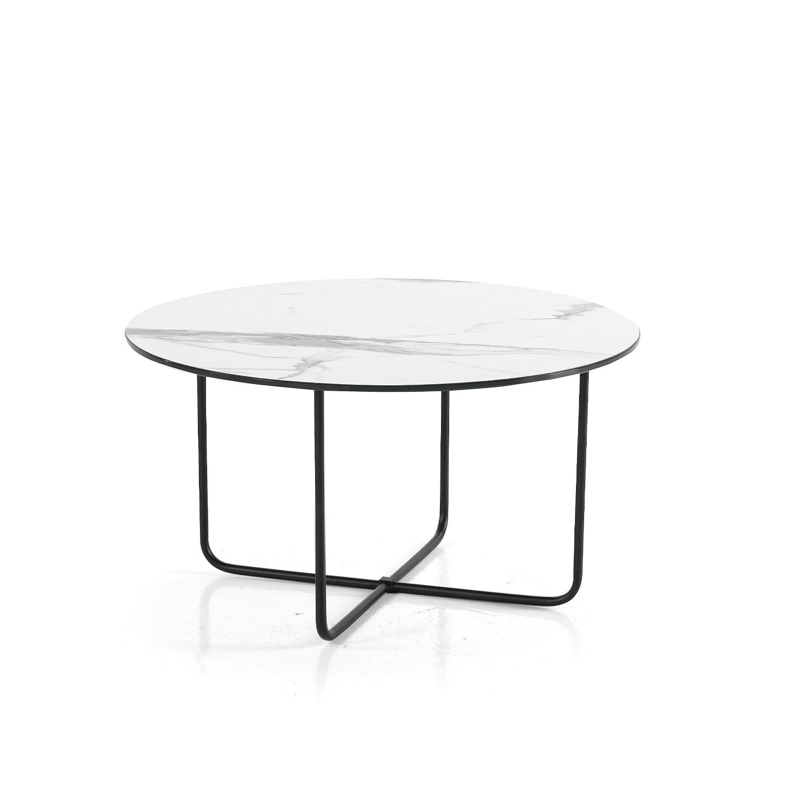 Round coffee table "Jimbo" with black painted metal base