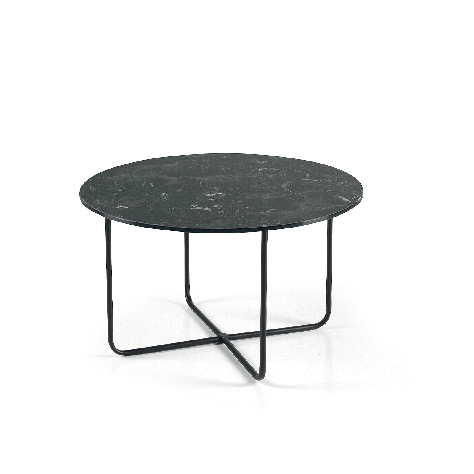 Round coffee table "Jimbo" with black painted metal base