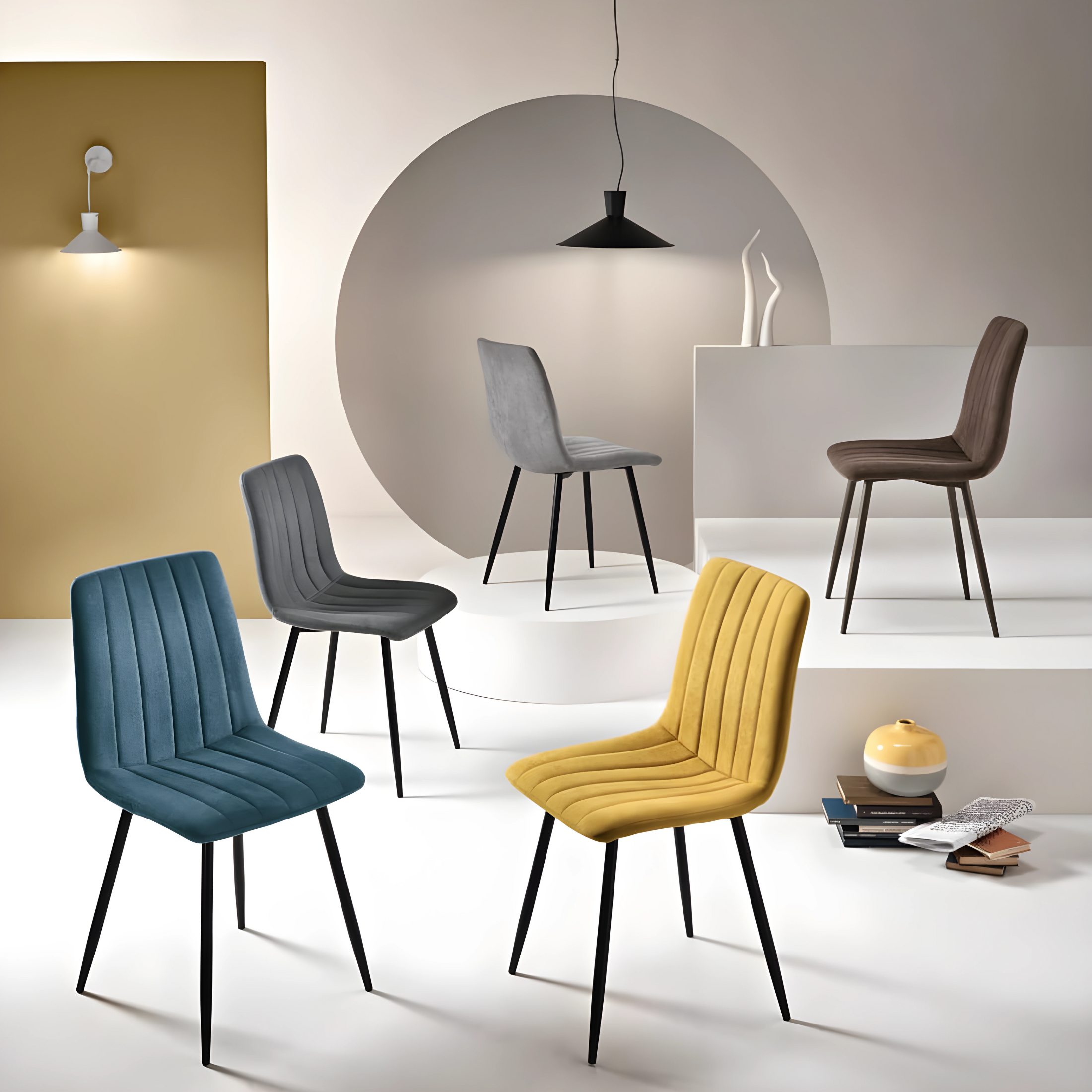 Set of modern dining chairs in "Palmer" fabric padded cm 45x54 88h