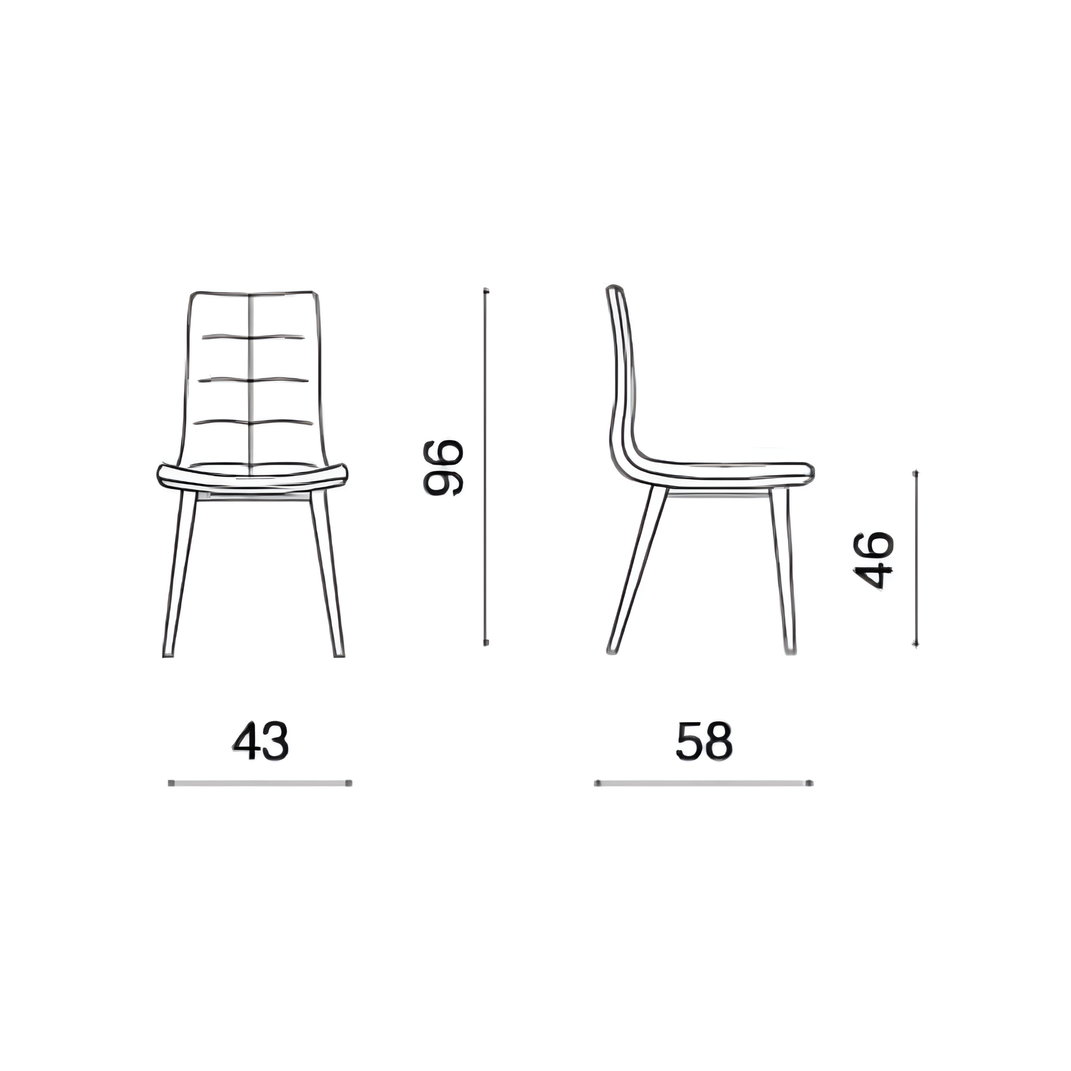 Set of "Arper" dining chairs in fabric with metal base cm 43x58 96h