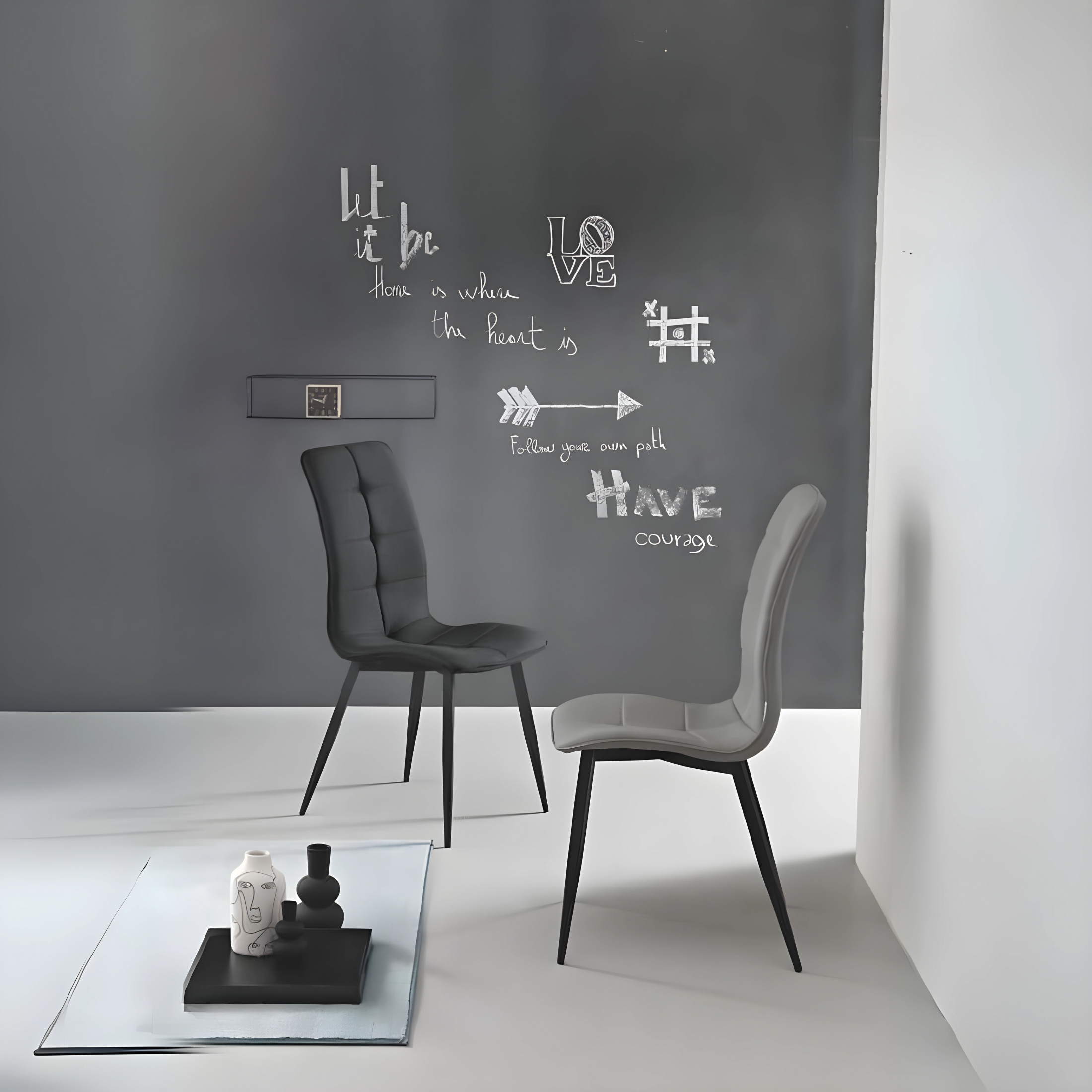 Set of "Arper" dining chairs in fabric with metal base cm 43x58 96h