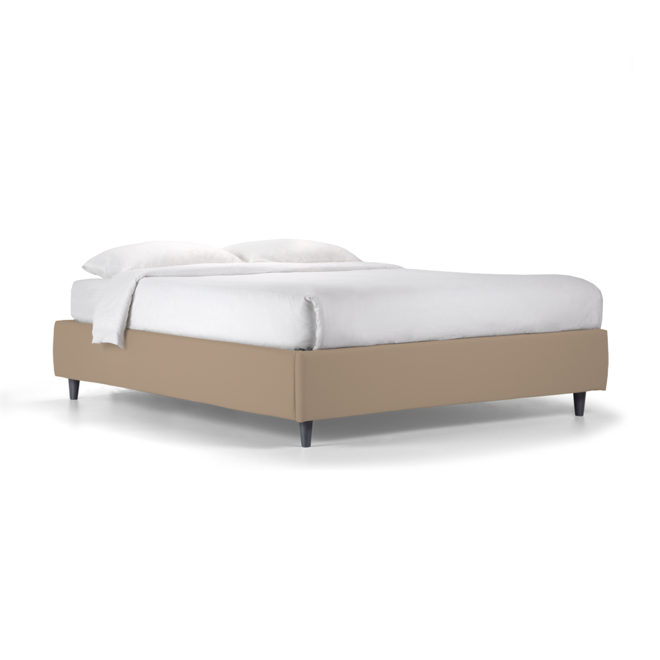 "Lugano" storage bed with base without headboard in microfibre with conical foot