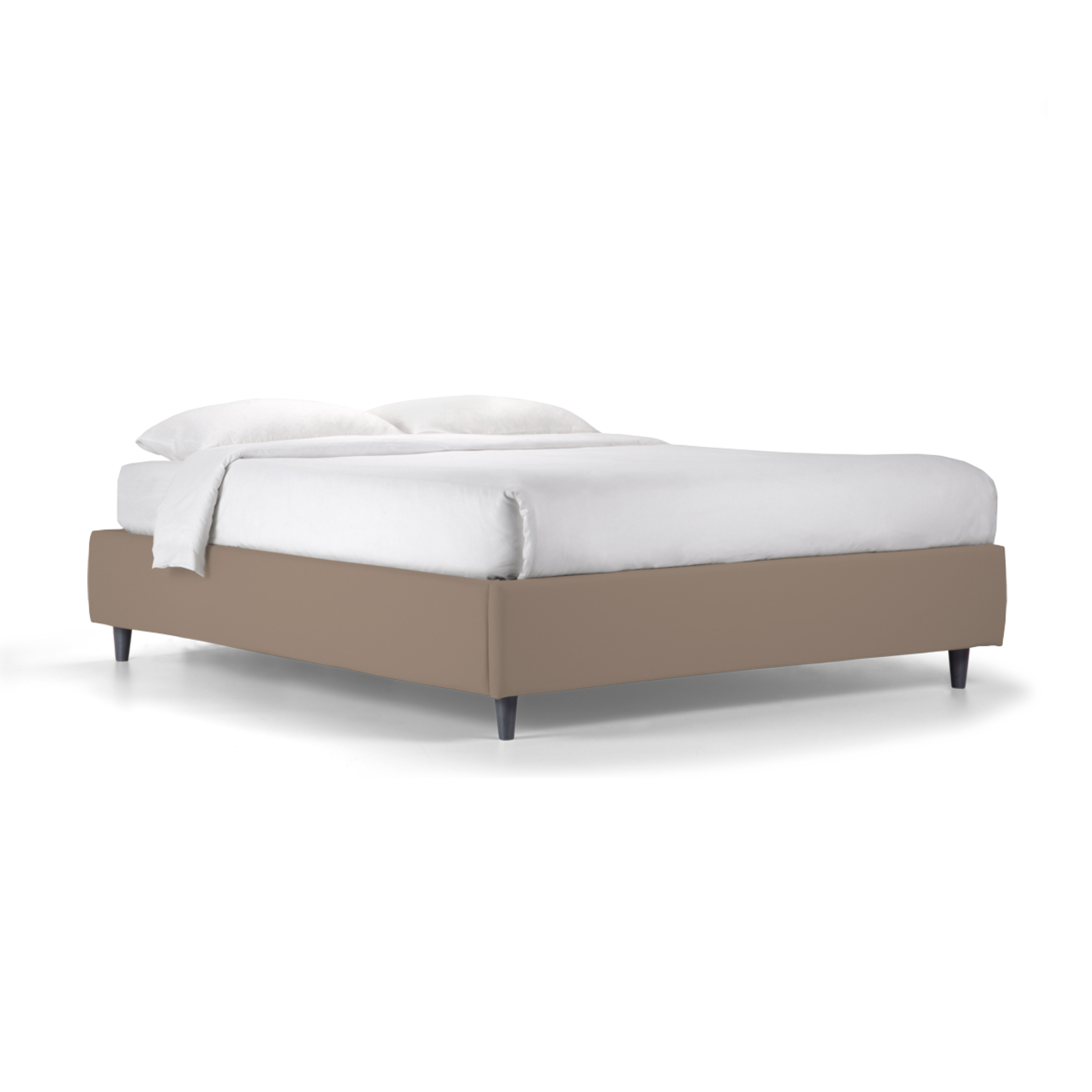 "Lugano" storage bed with base without headboard in microfibre with conical foot