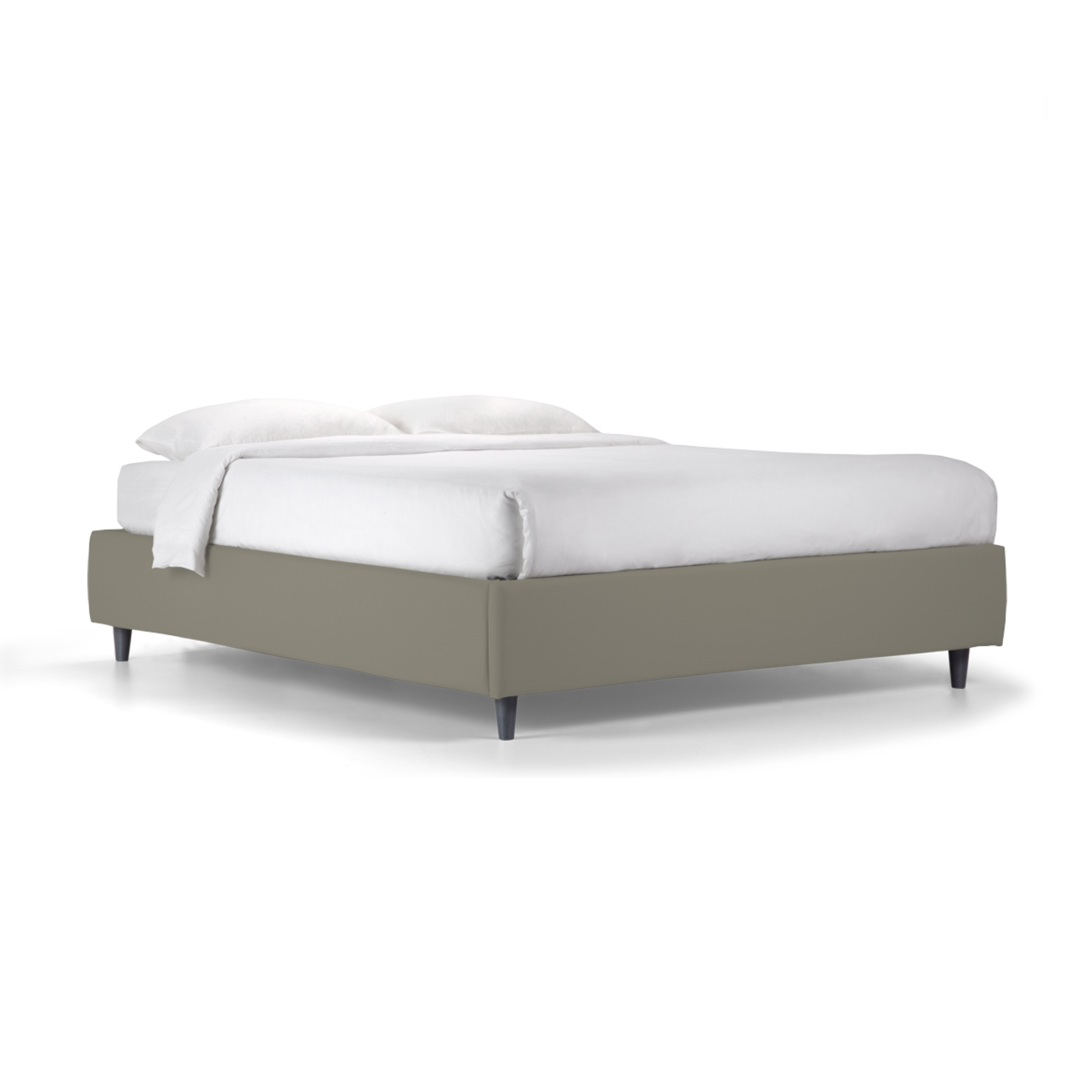 "Lugano" storage bed with base without headboard in microfibre with conical foot