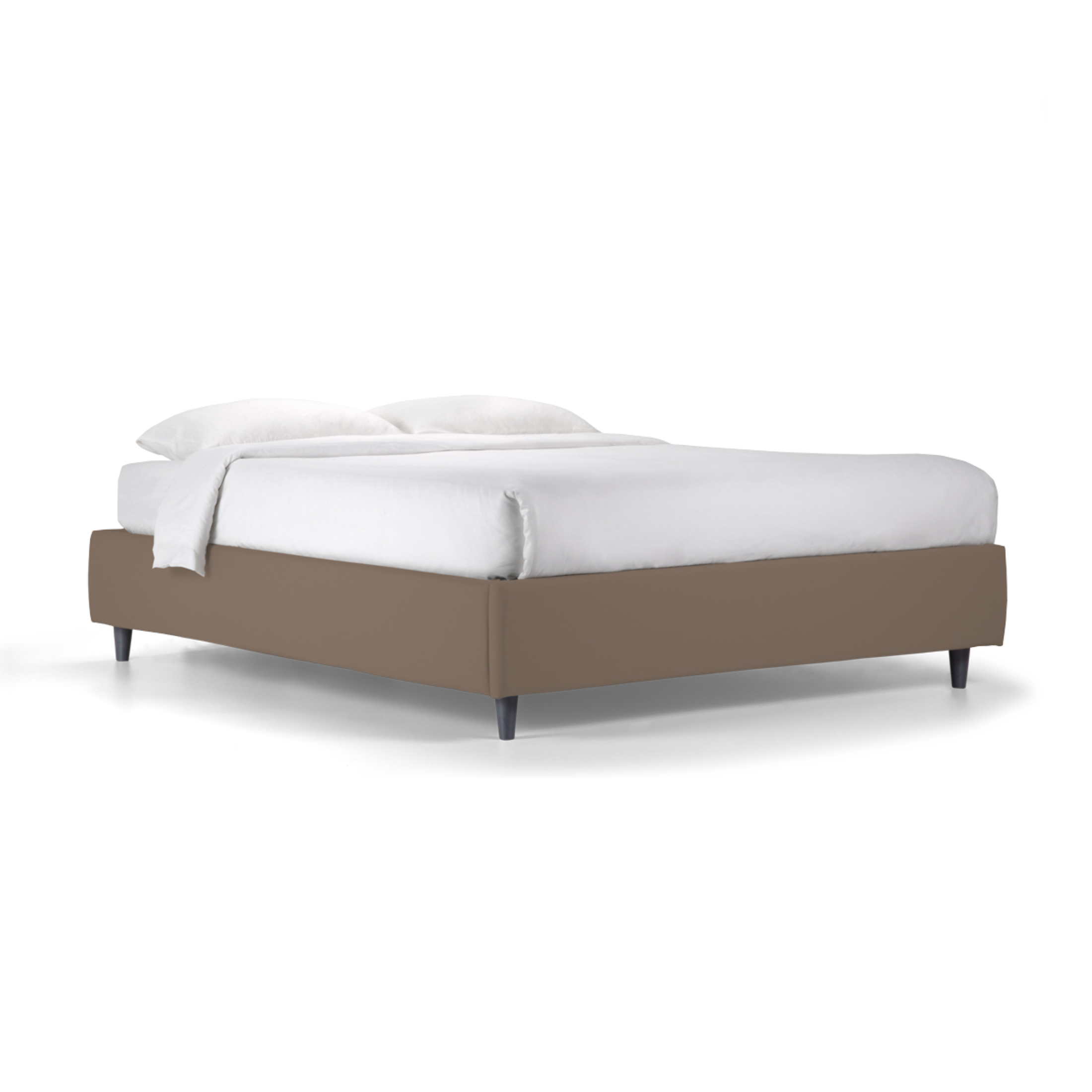 Modern "Lugano" storage bed with velvet headboard and conical foot