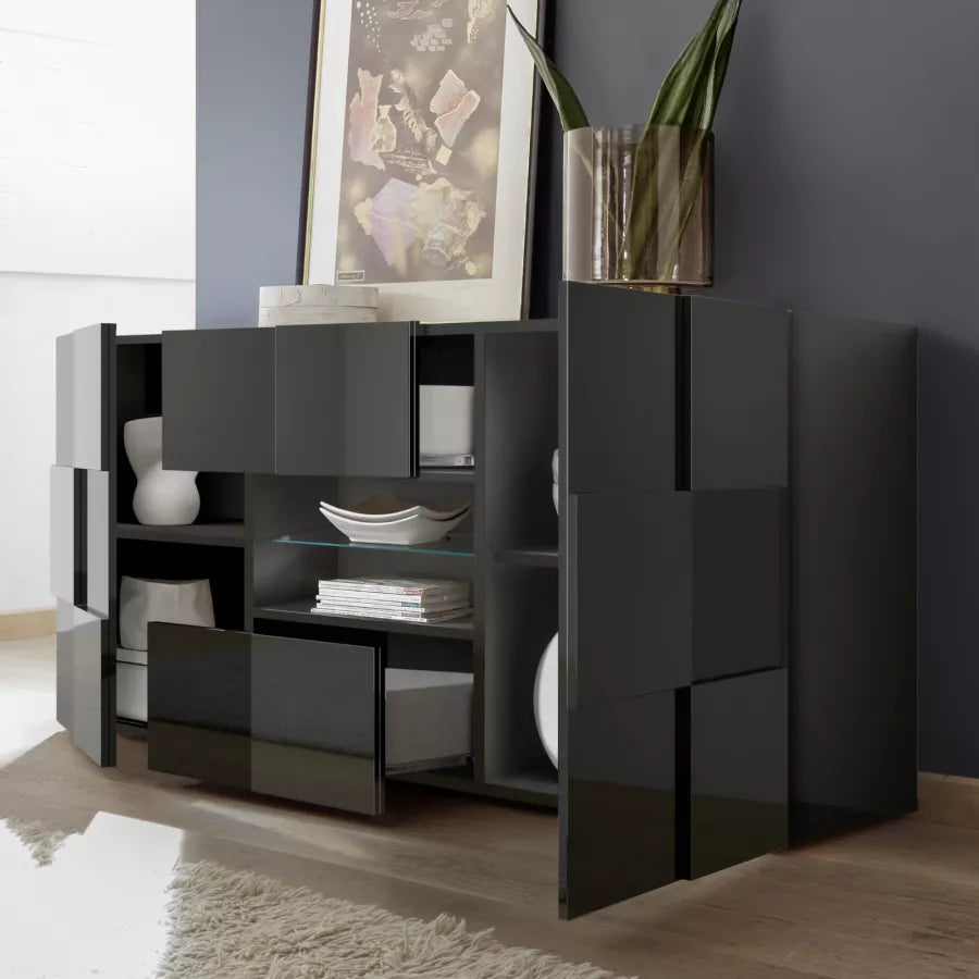 "Dama" wooden entrance sideboard, living room furniture with 3 doors, 181x43 cm, 84h