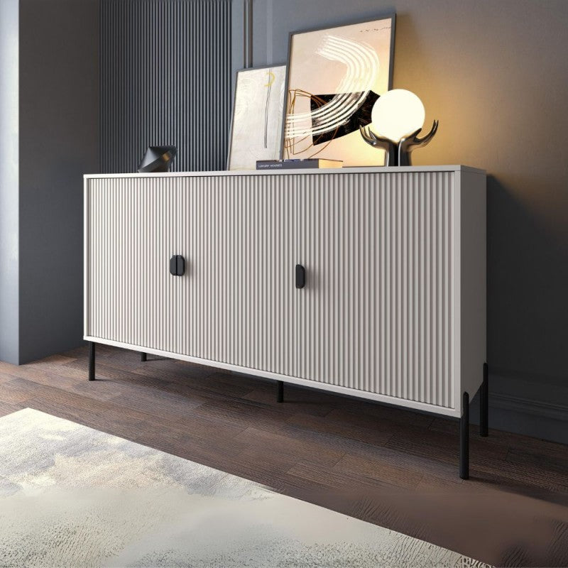 Madia moderna "Lotus" opaco con cannettate piedini e maniglie nere - MondoViro