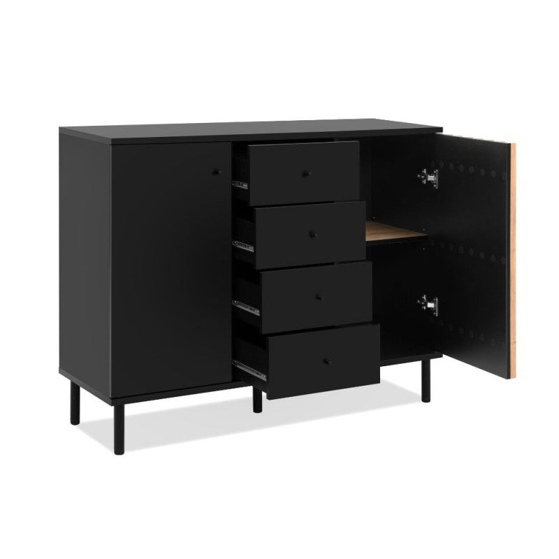 Modern "Monza" sideboard with 2 doors and 4 drawers, 118x40 cm, 90 cm high