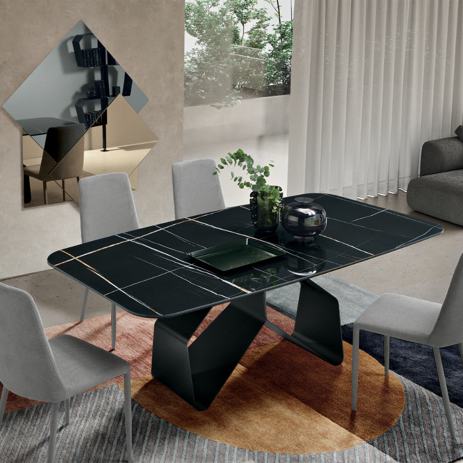 Fixed modern "Round" table with versatile rectangular top 210x110 cm 75h