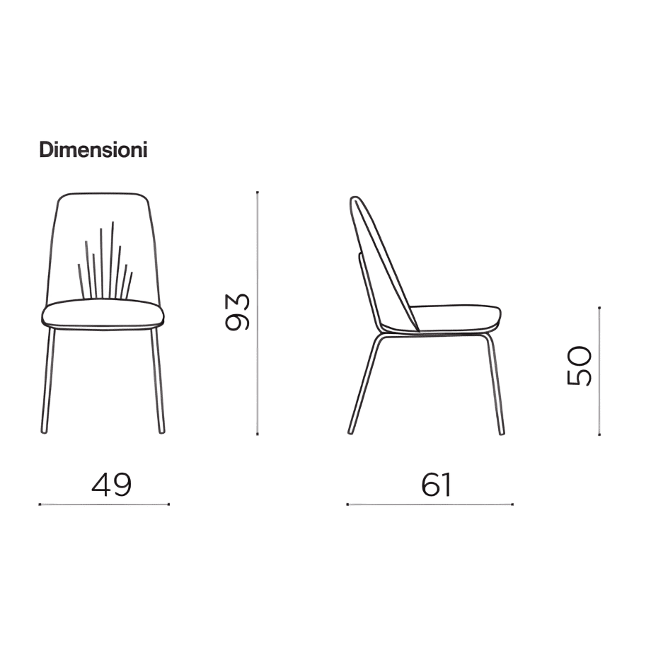 Set di sedie imbottite "Pixel" in tessuto e struttura in metallo cm 61x49 93h - MondoViro