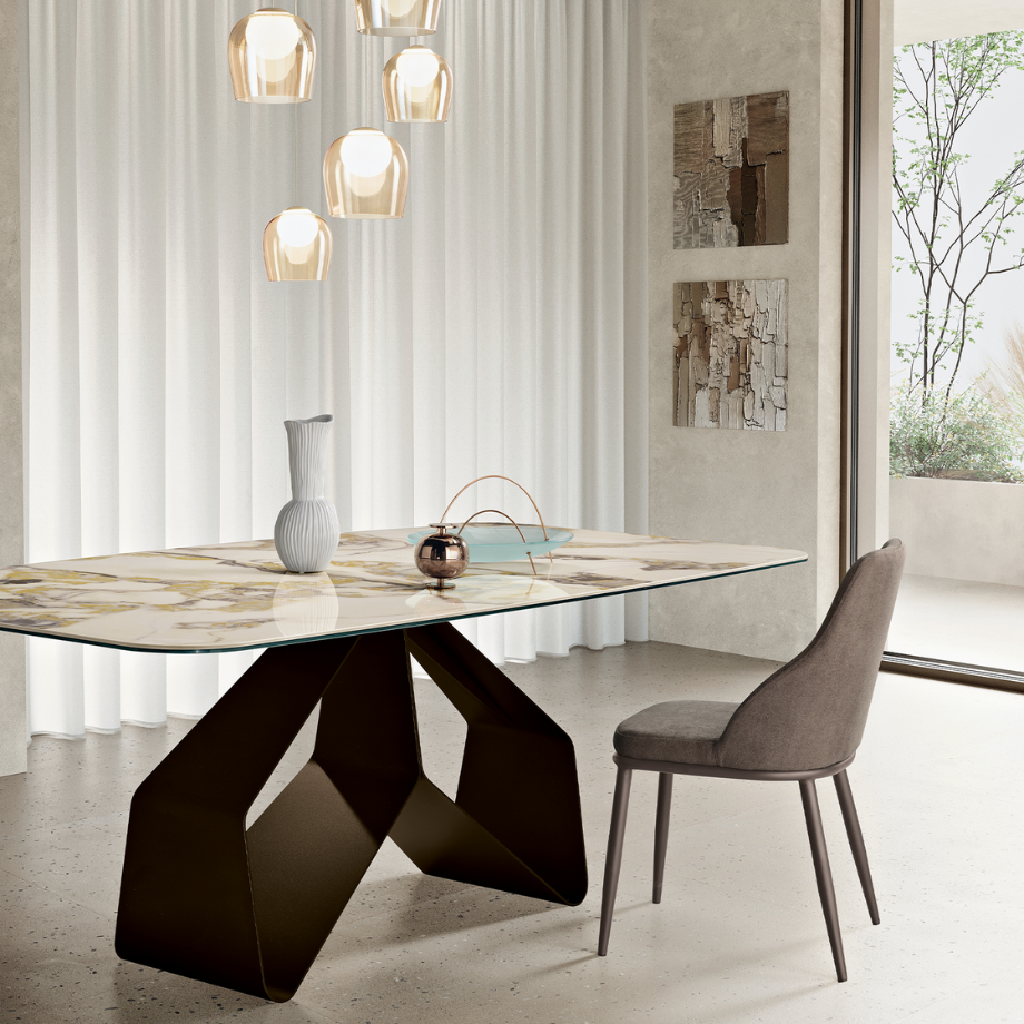 Fixed modern "Round" table with versatile rectangular top 210x110 cm 75h