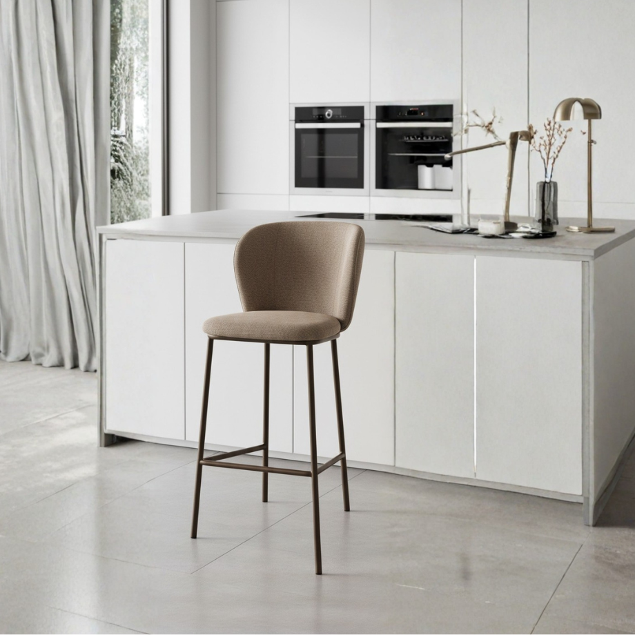 Set of fixed "Riva" stools with a soft and welcoming design in fabric, 58x52 cm, 95h