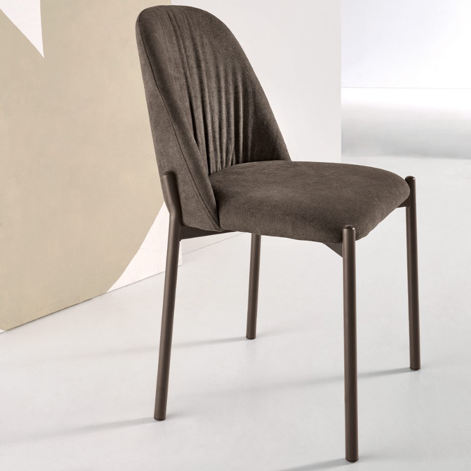 Set of "Nova" chairs upholstered in fabric with metal frame cm 47x56 86h