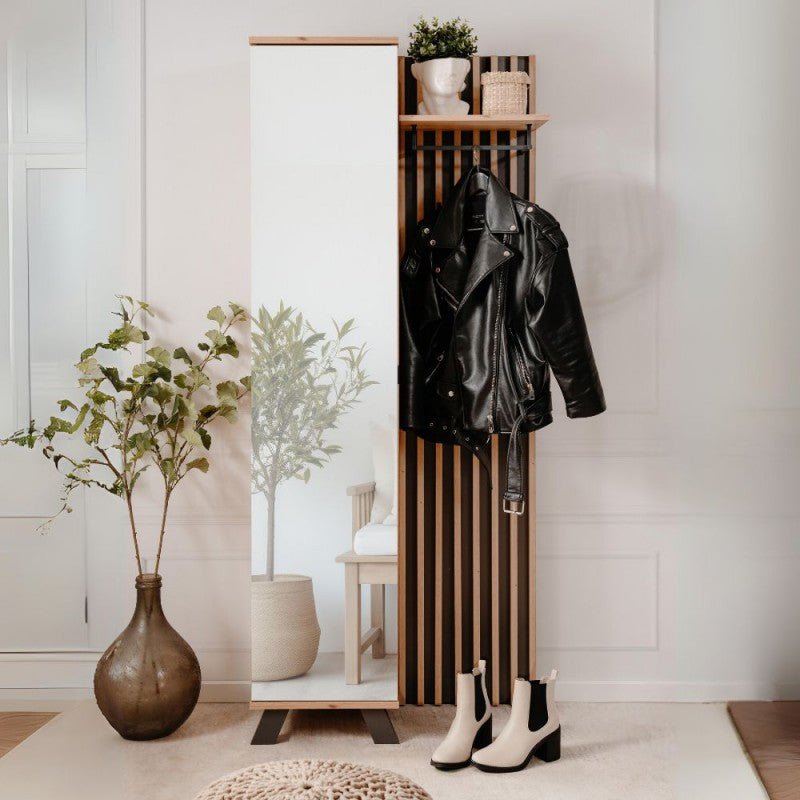 Mobile ingresso con specchio "Medan1" moderno con scarpiera e appendiabiti - MondoViro