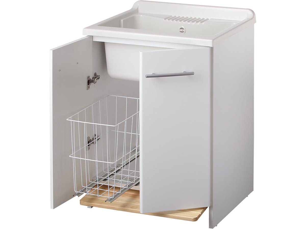 Mobile lavapanni in legno "Bros" da interno con cesto scorrevole cm 45x50 85h - MondoViro