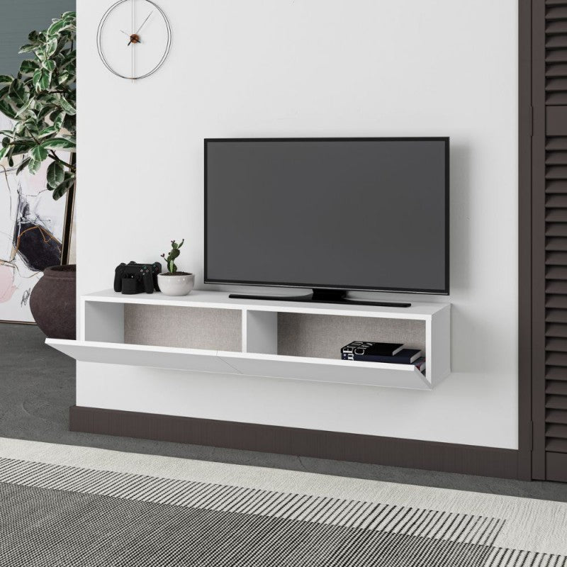 "Francy" suspended TV stand with drop-down door, 135x31 cm, 25 cm high