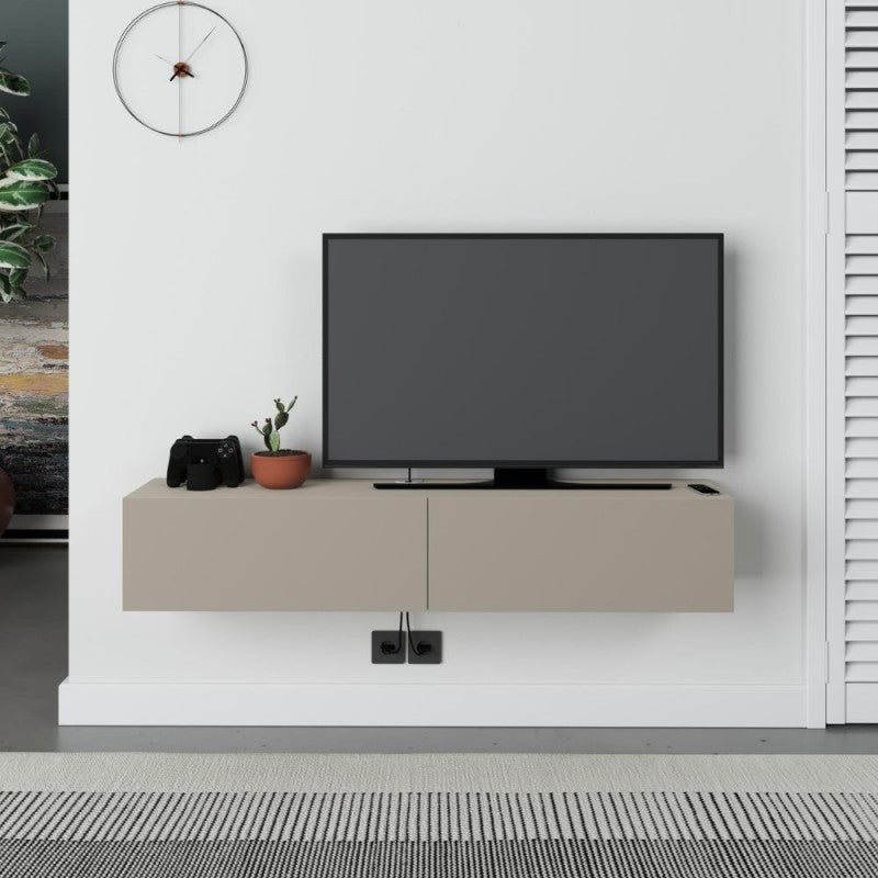 "Francy" suspended TV stand with drop-down door, 135x31 cm, 25 cm high