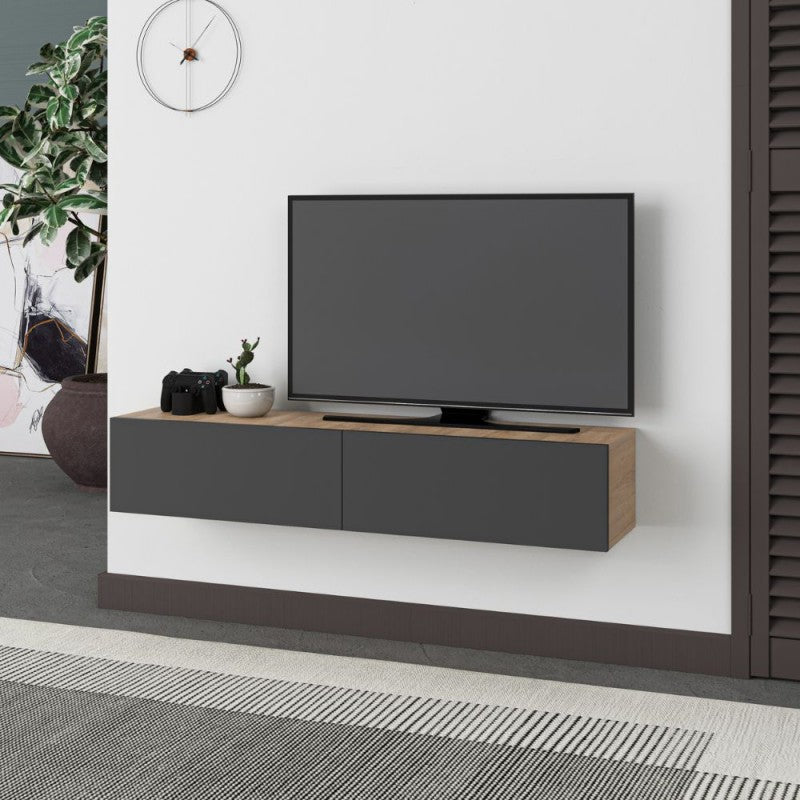 "Francy" suspended TV stand with drop-down door, 135x31 cm, 25 cm high