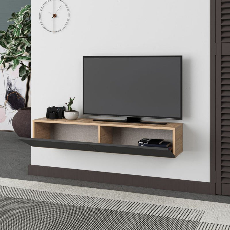 "Francy" suspended TV stand with drop-down door, 135x31 cm, 25 cm high