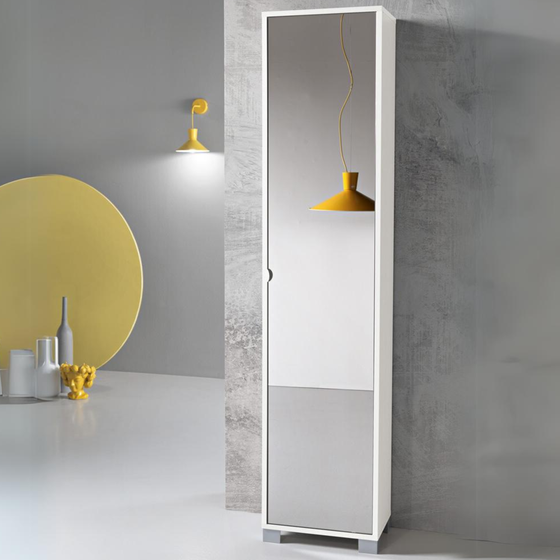 "Garden" bathroom cabinet with 1 mirrored door, 43x29 cm, h190 cm