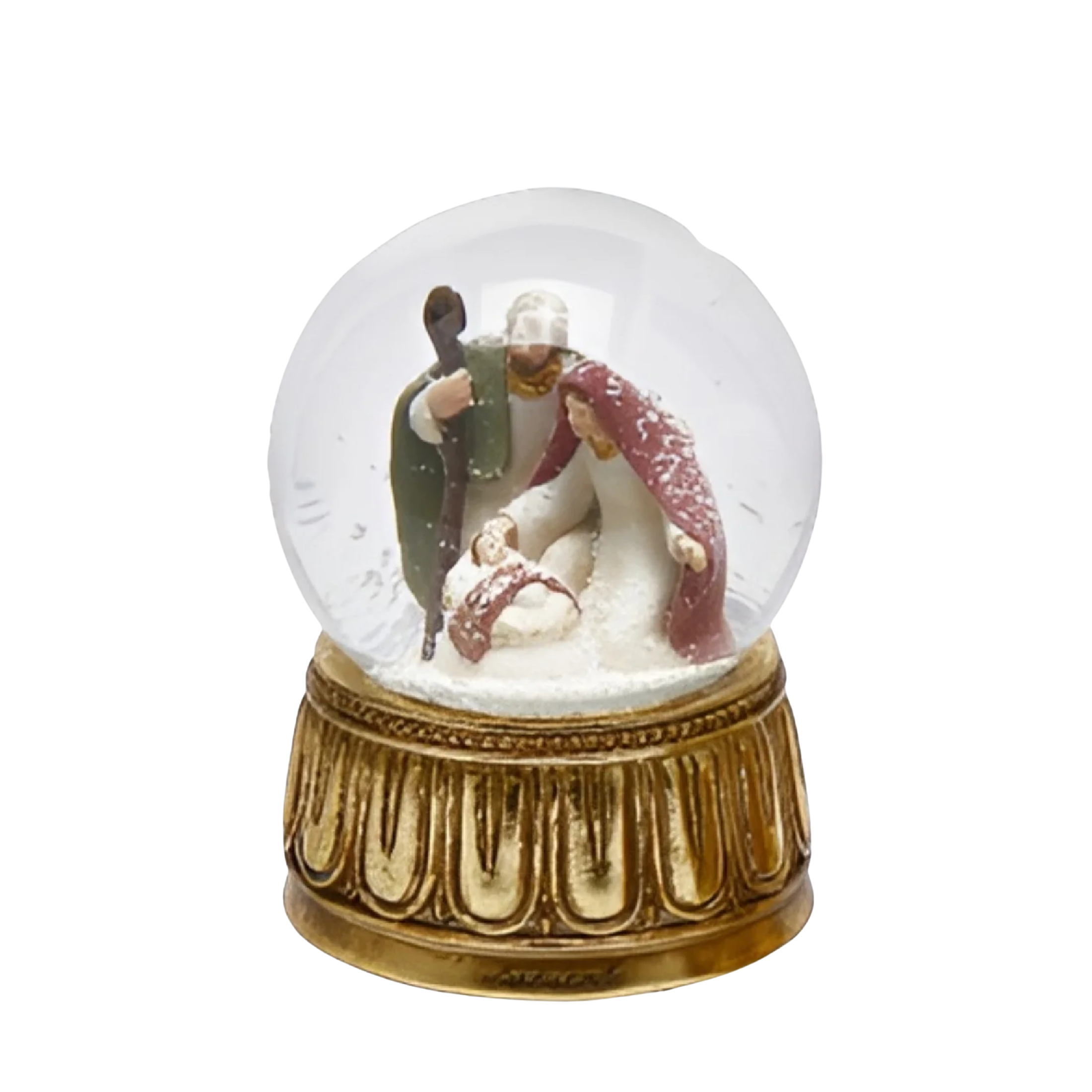 Water sphere with nativity scene and music box, hand-painted resin base, Christmas decoration, Ø10x14.5 cm