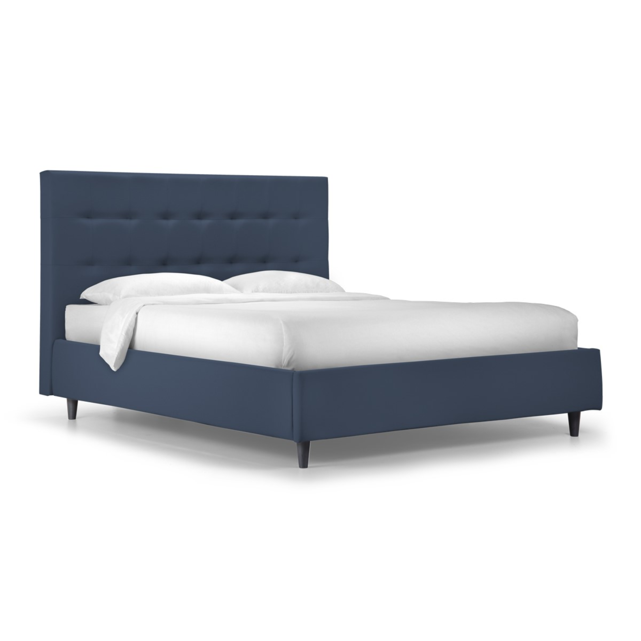 Modern "New York" storage bed with padded base in hydro-fabric with conical foot