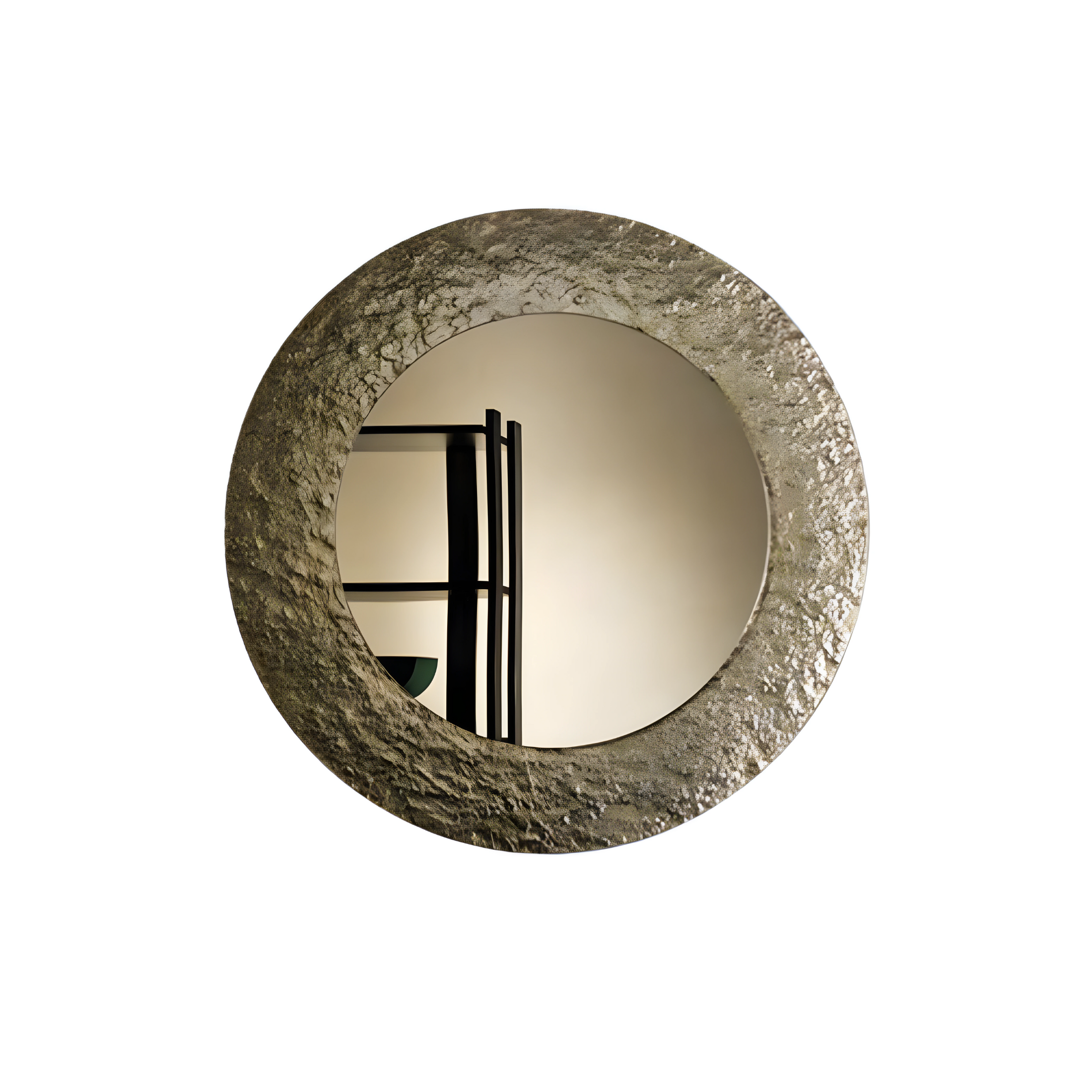 "Blake" modern round wall mirror with hammered glass frame