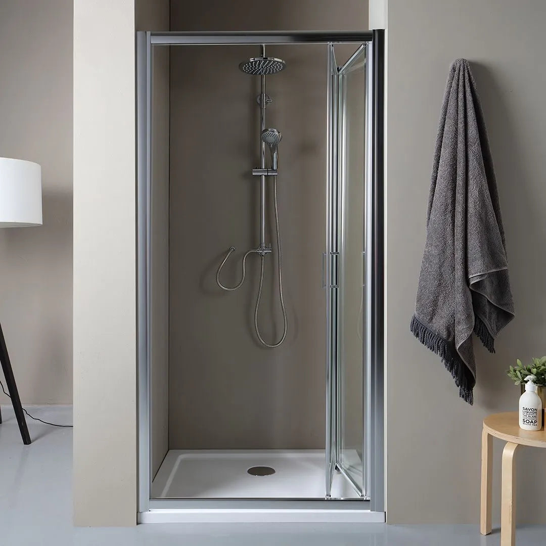 "Sospiro" modern space-saving niche shower enclosure with 195 cm high hinged opening