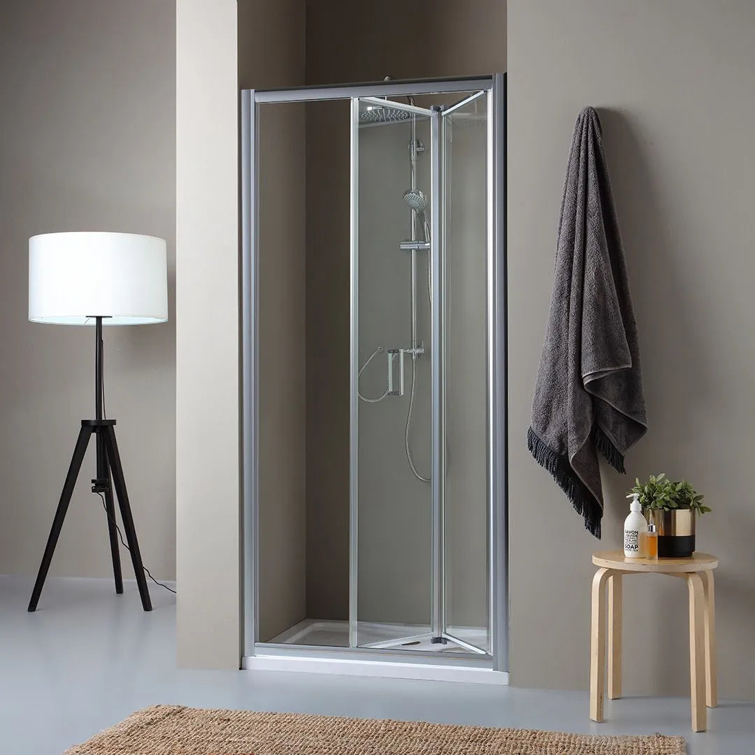 "Sospiro" modern space-saving niche shower enclosure with 195 cm high hinged opening