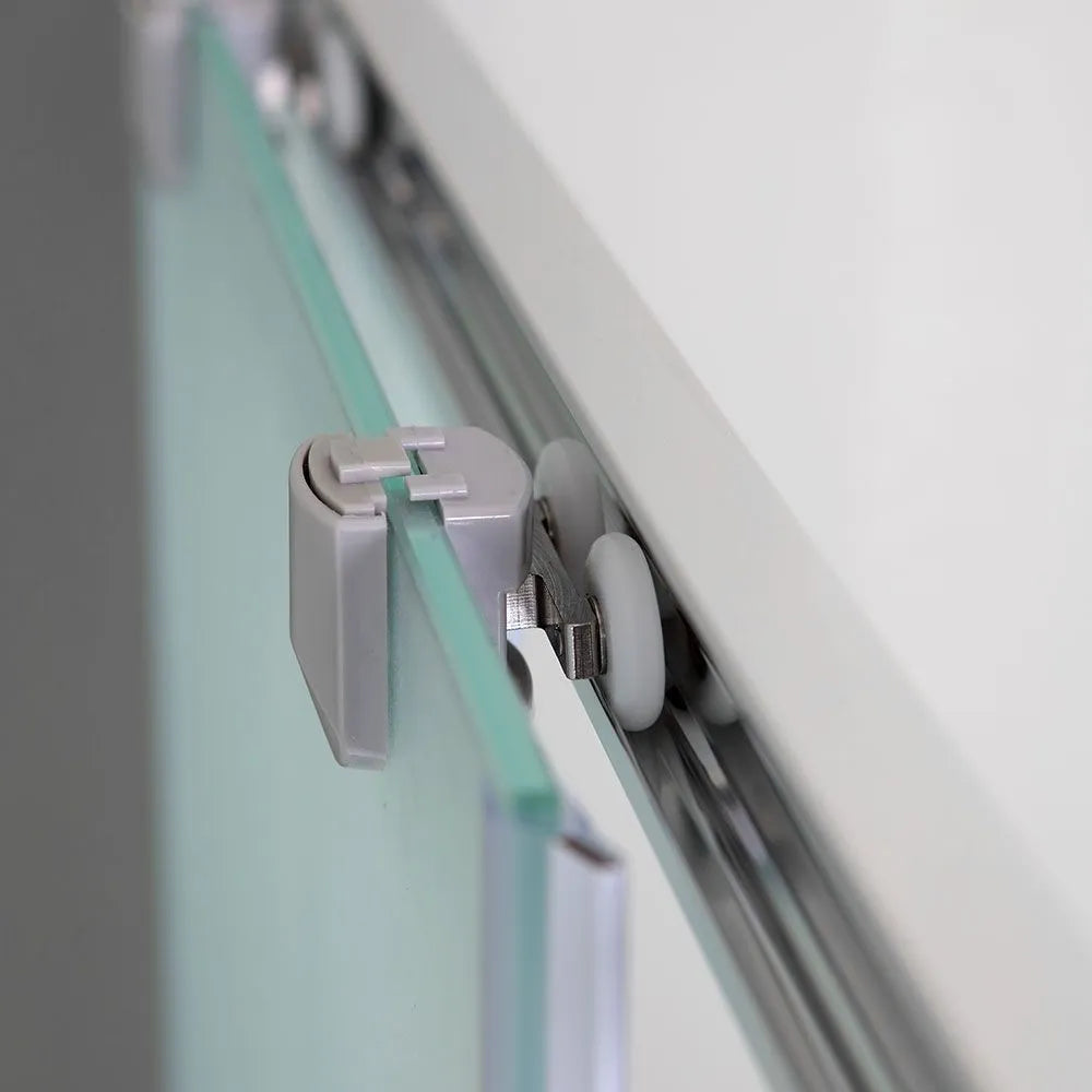 "Genova" modern sliding shower enclosure in satin tempered glass, 185 cm high