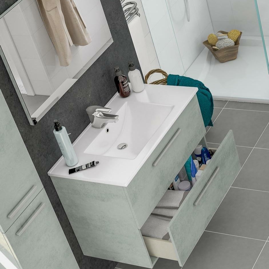 "Aruba" wall-mounted wooden chest of drawers under the sink with mirror, 80x45 cm, 57 cm high