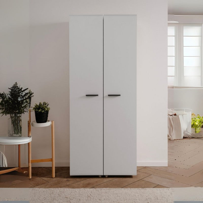 Slim, 2-door "Lugo" wooden shoe rack with 5 space-saving compartments